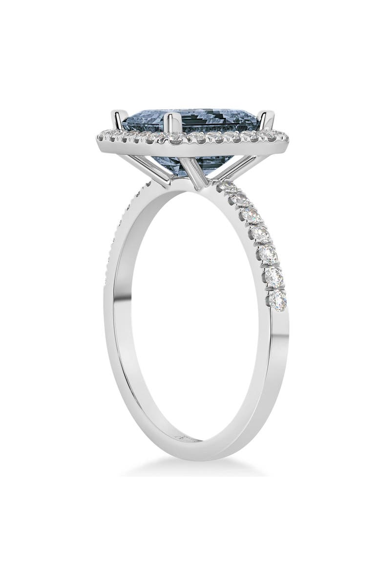 Emerald-Cut Gray Spinel & Diamond Engagement Ring 14k, Alternate, color, 3.32ct/White Gold