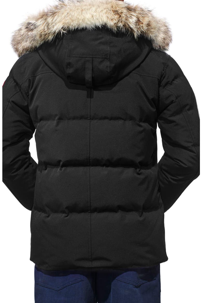 Wyndham Fusion Fit Genuine Coyote Fur Trim Down Jacket, Alternate, color, BLACK