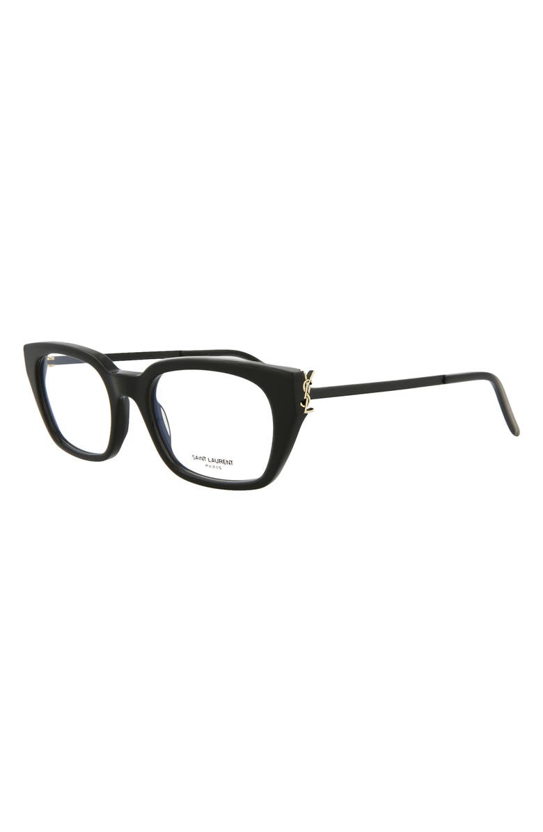 Saint Laurent 51mm Cat Eye Optical Frames, Alternate, color, Black Black Transparent