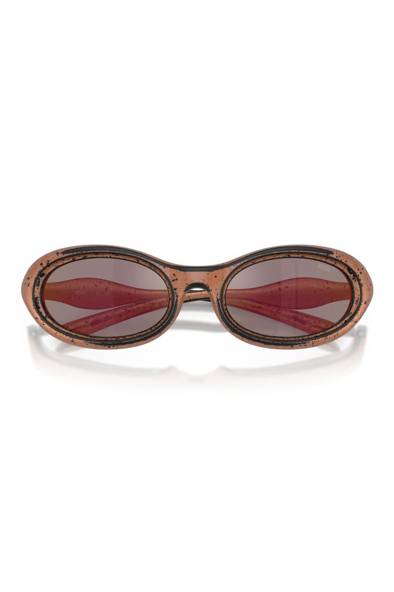 DL3011U 51mm Mirrored Oval Sunglasses, Alternate, color, BRONZE SPLATTER BLACK / ROSE