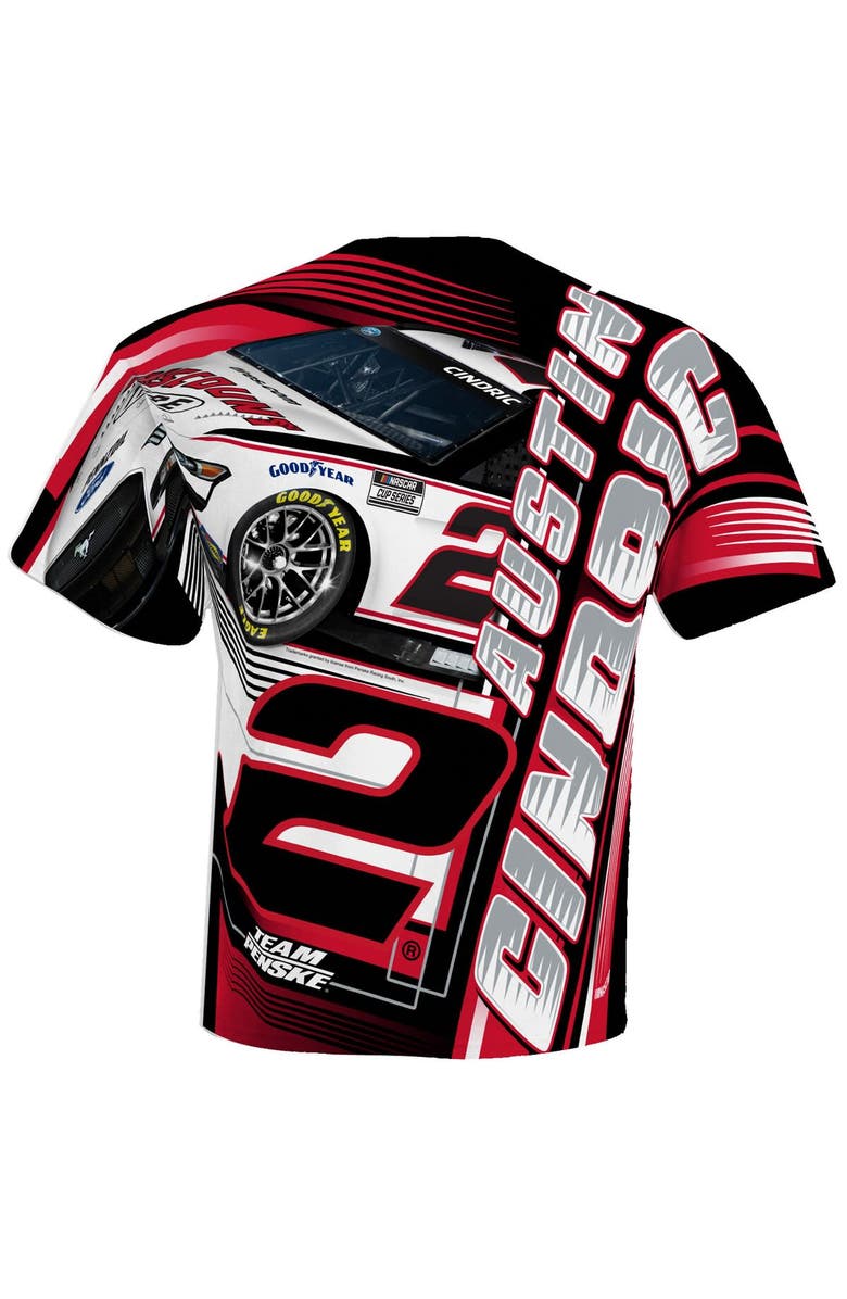 TEAM PENSKE Men's Team Penske White Austin Cindric Discount Tire Sublimated Dynamic Total Print T-Shirt, Alternate, color, White