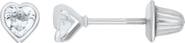 Mignonette Kids' Cubic Zirconia Heart Stud Earrings