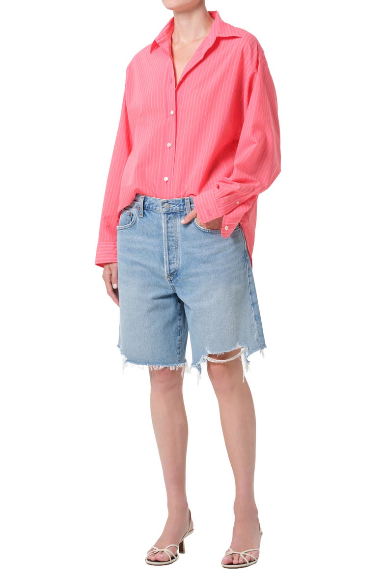 AGOLDE Sona Pinstripe Oversize Button-Up Shirt, Alternate, color, Fontana Stripe Candy