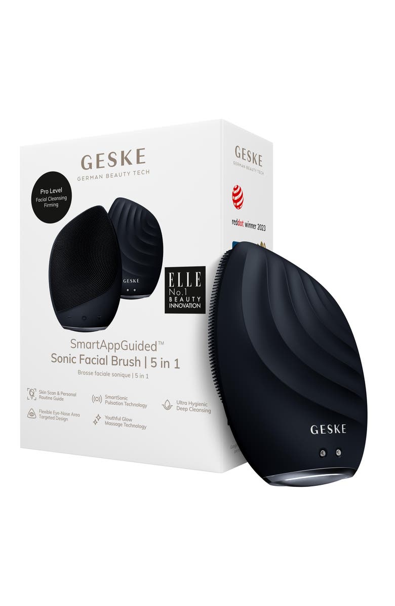 GESKE SmartAppGuided Sonic Facial Brush | 5 in 1, Main, color, Black