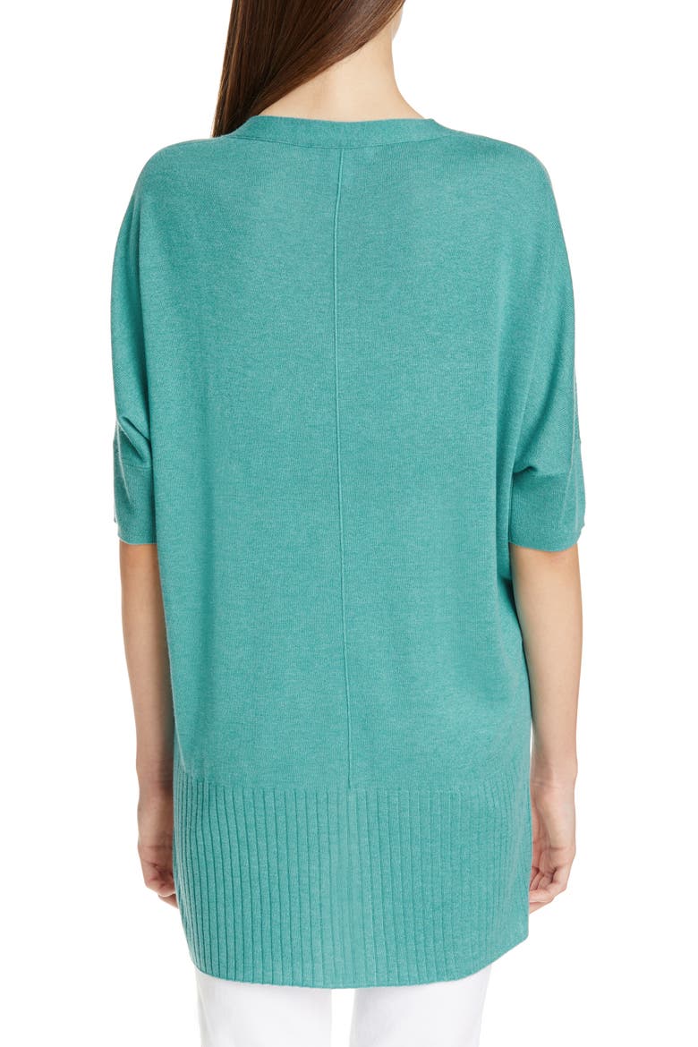 High/Low Silk & Cashmere Sweater, Alternate, color, GREEN AGATE