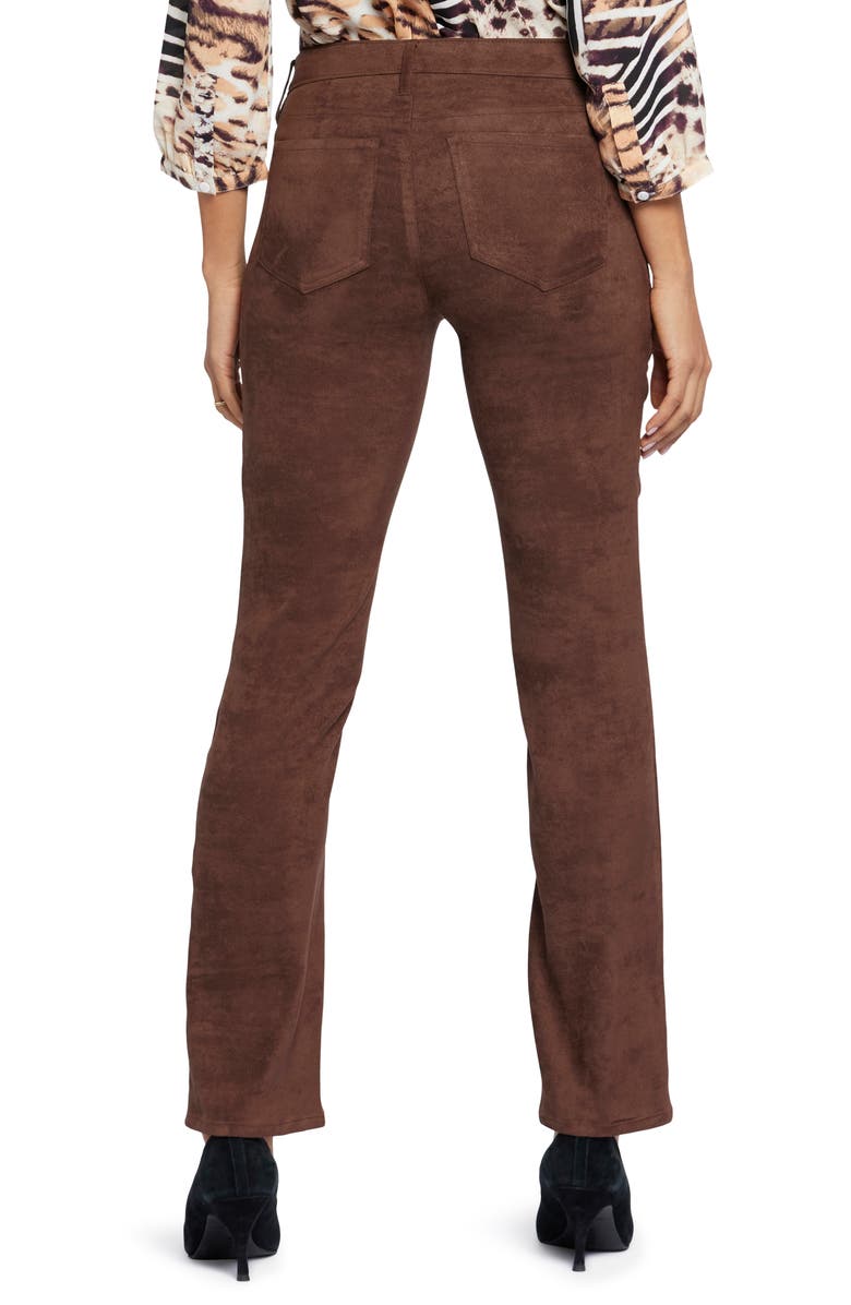 NYDJ Sheri Slim Faux Suede Pants, Alternate, color, Dark Chocolate