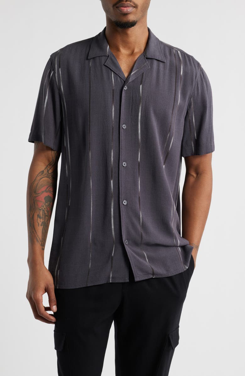 Open Edit Resort Lines Texture Camp Shirt, Main, color,