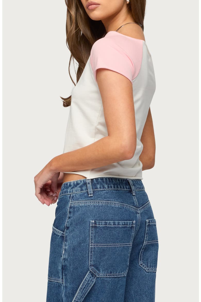 Liva Contrast Crop Top, Alternate, color, WHITE-AND-PINK