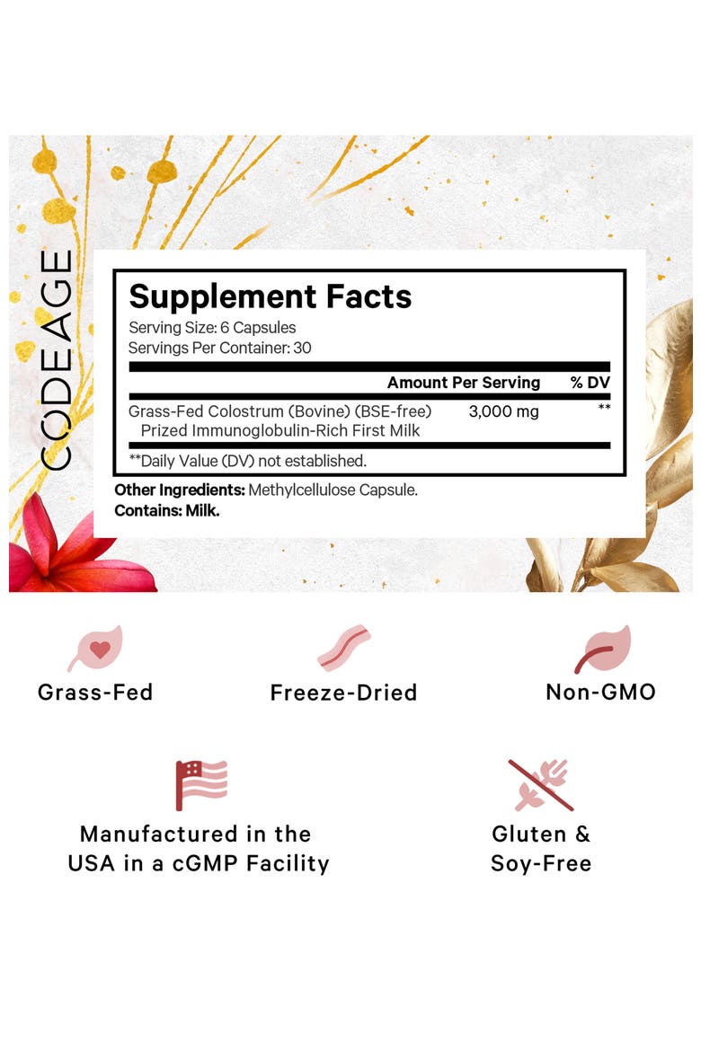 Grass-Fed Colostrum Capsules Supplement, Alternate, color, White