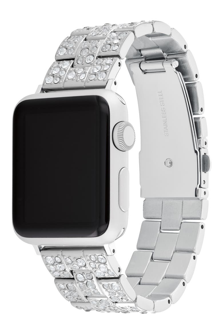 Pavé Apple Watch® Watchband, Alternate, color, SILVER