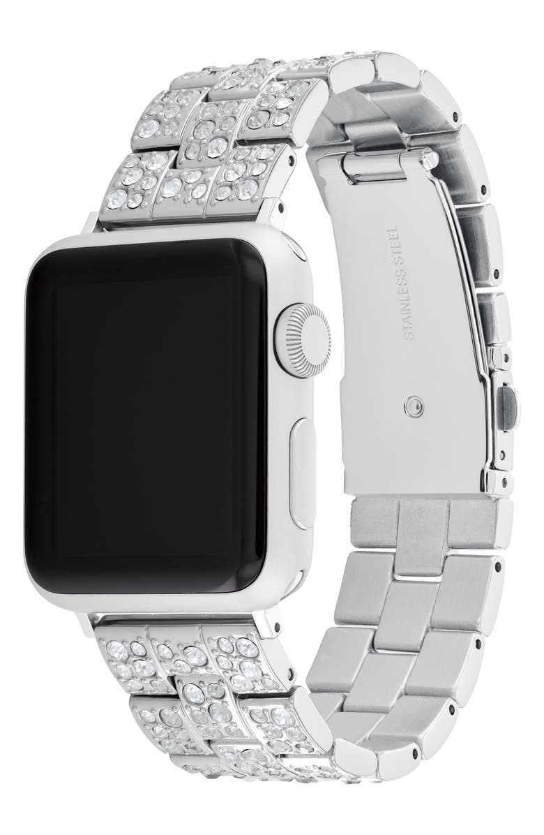 COACH Pavé Apple Watch<sup>®</sup> Watchband, Alternate, color, Silver