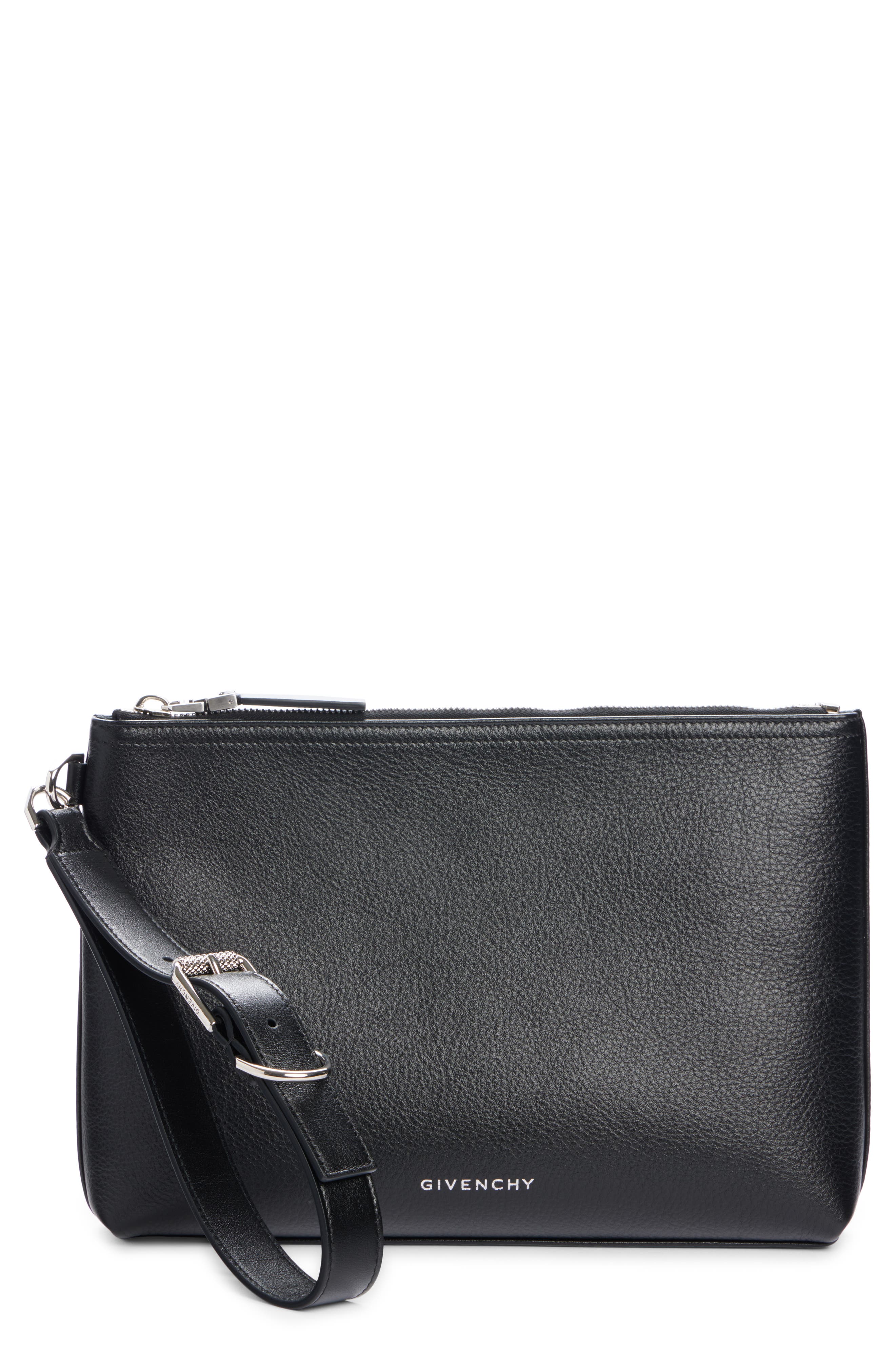 Givenchy Voyou Leather Zip Pouch, Main, color, 
