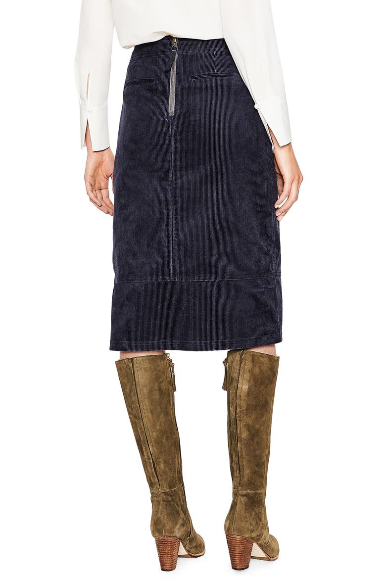 Patch Pocket Corduroy Midi Skirt, Alternate, color, WHALE GREY