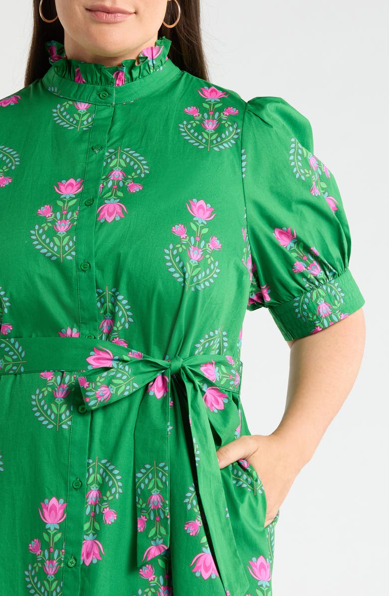 SUGARLIPS Floral Giles Shirtdress, Alternate, color, Green/ Pink