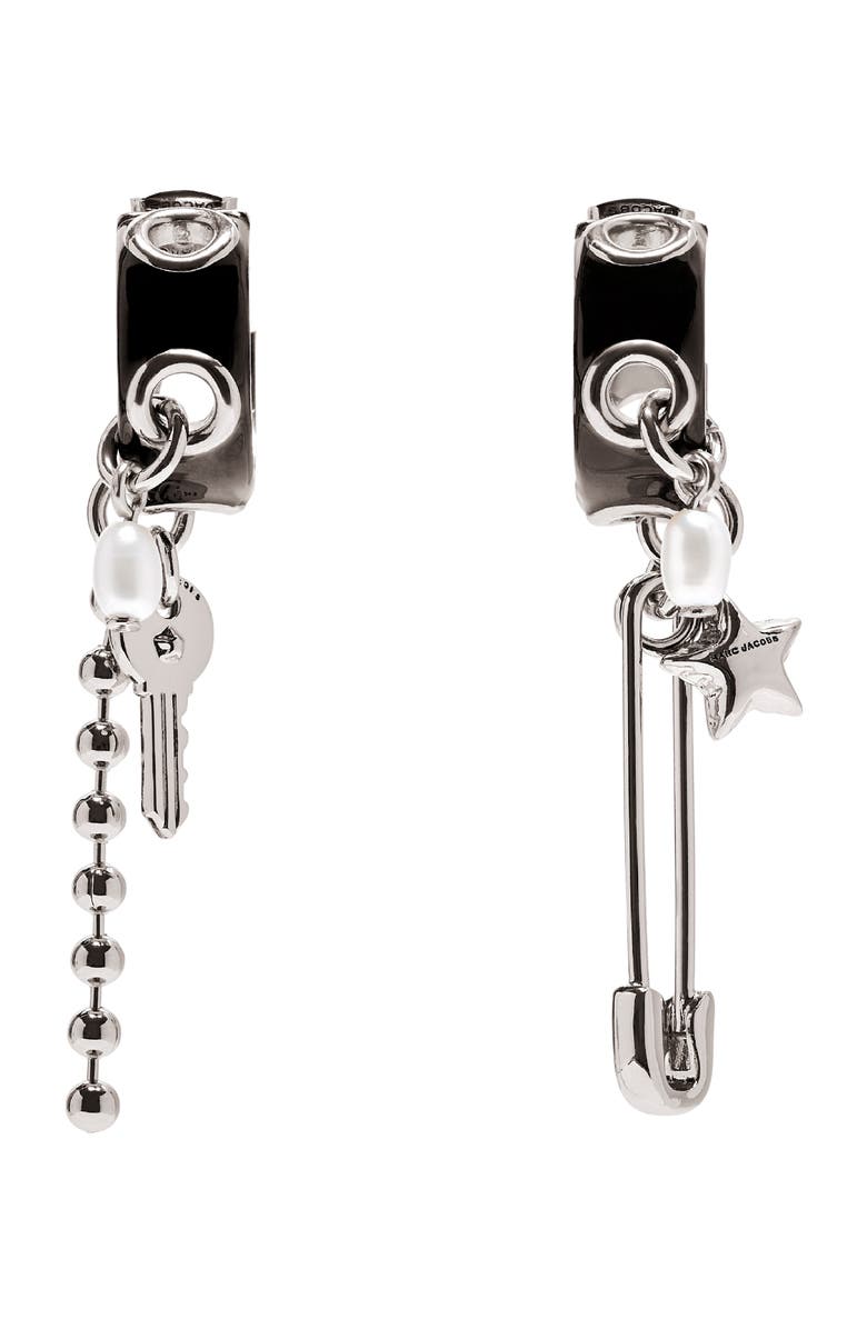 Marc Jacobs Punk Beauty Charm Drop Earrings, Main, color, Silver/ Black