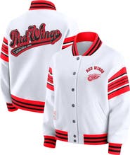 WEAR by Erin Andrews Women's WEAR by Erin Andrews White/Red Detroit Red Wings Full-Snap Fleece Sweatshirt Jacket