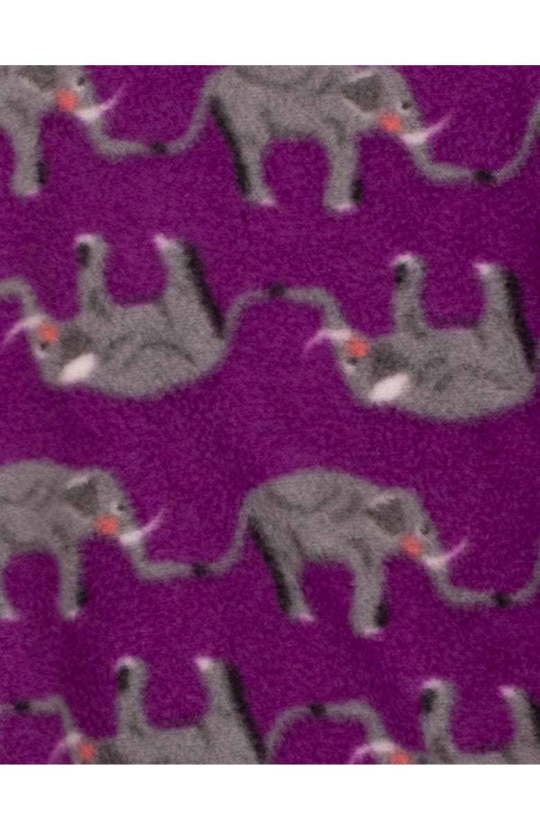 Leveret Footed Fleece Printed Holiday Pajamas, Alternate, color, Purple Elephant