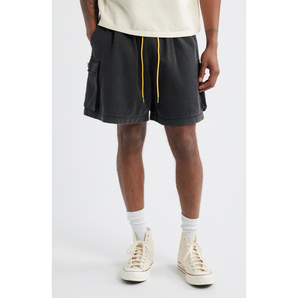 DIET STARTS MONDAY Cotton Drawstring Cargo Shorts in Black  product