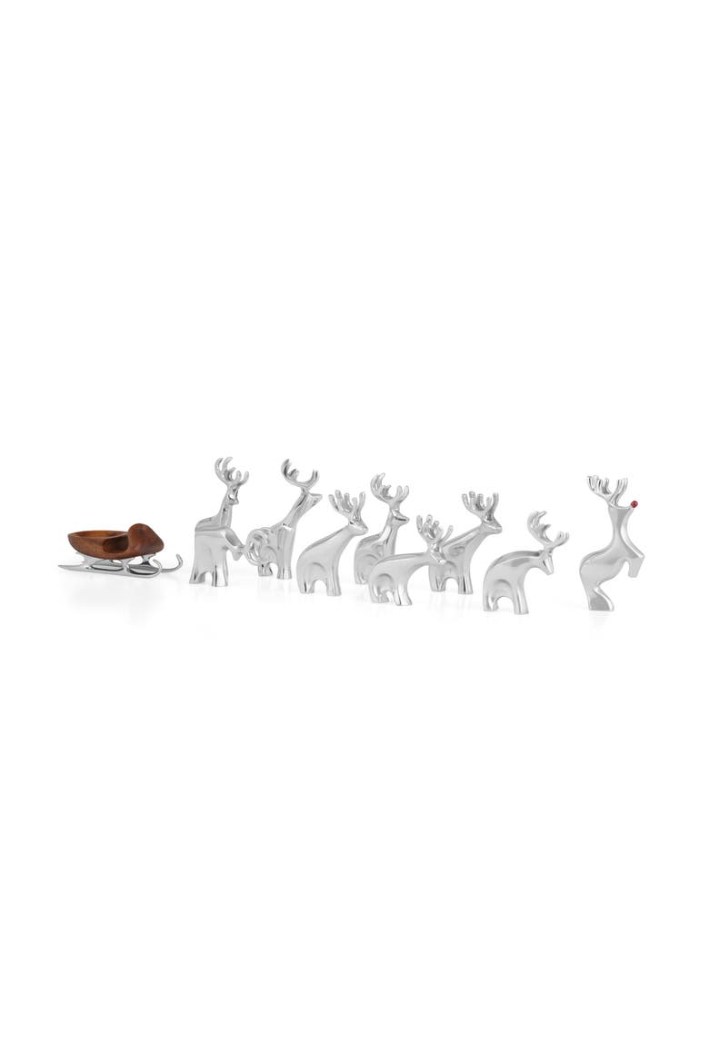 Mini Reindeer 10-Piece Figurine Set, Alternate, color, SILVER
