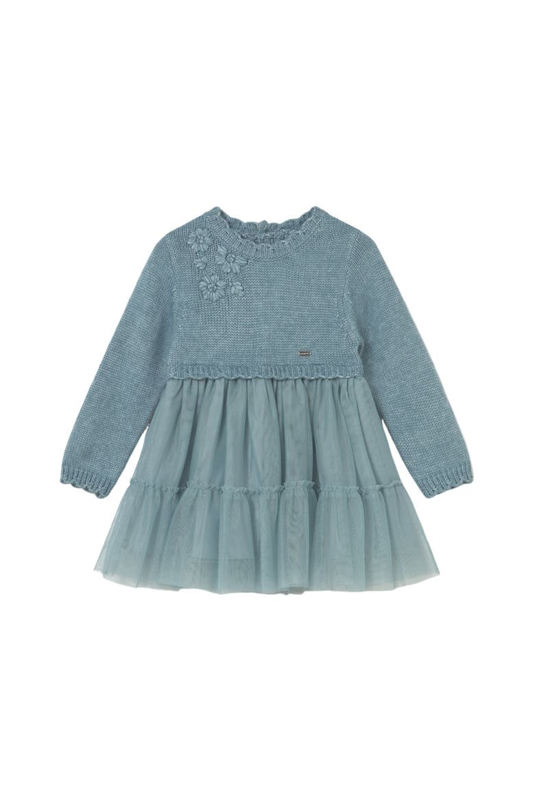 Knit and Tulle Dress, Main, color, Blue