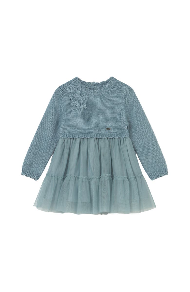 Mayoral Knit and Tulle Dress, Main, color, Blue