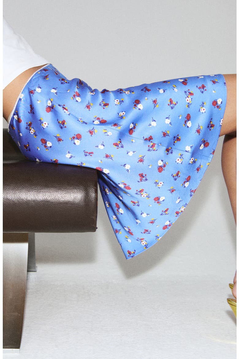 Starring Hailey Bieber Floral Skirt, Alternate, color, SKY BLUE