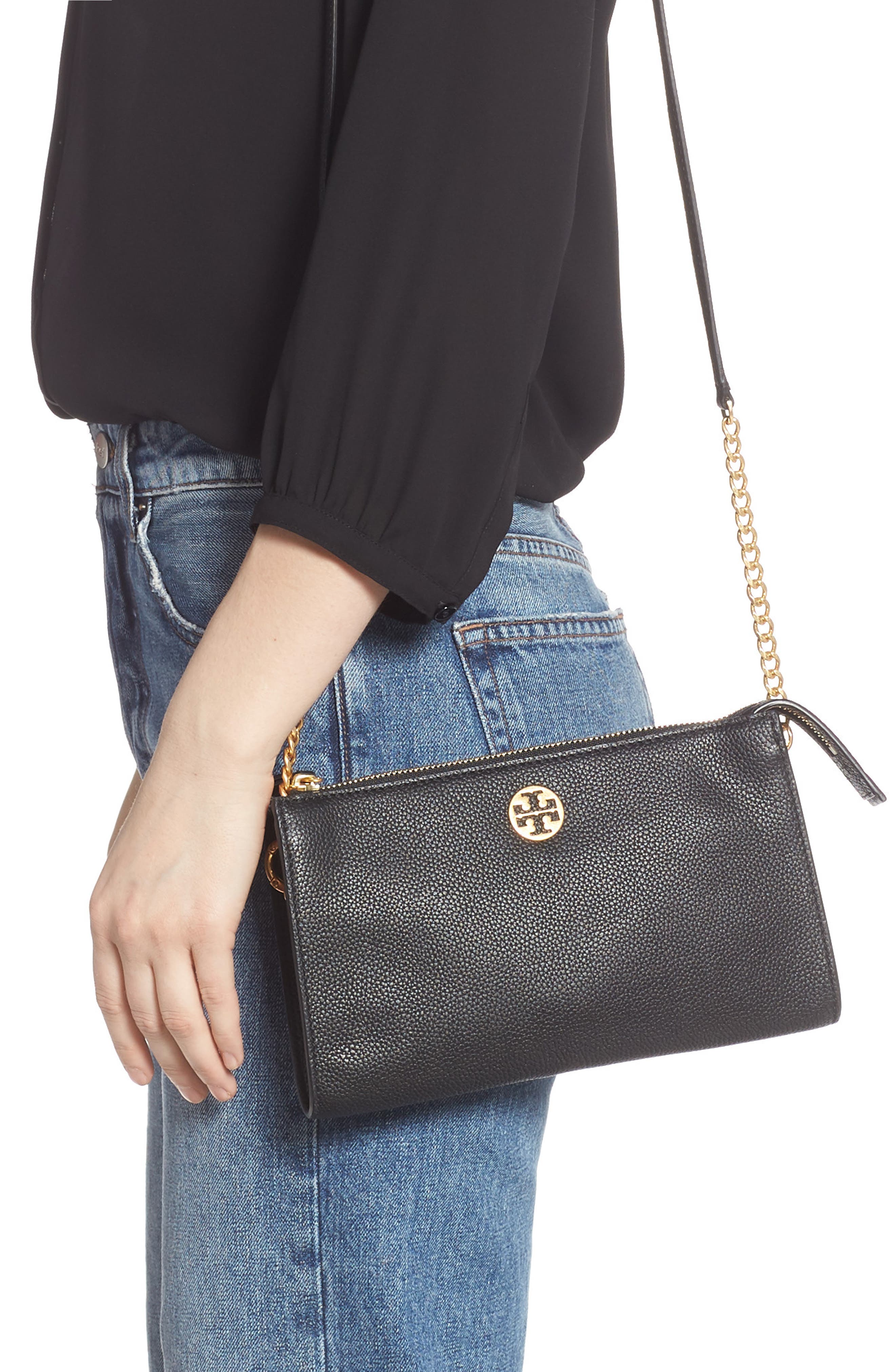 Tory Burch Mini Everly Leather Crossbody Bag, Alternate, color, 