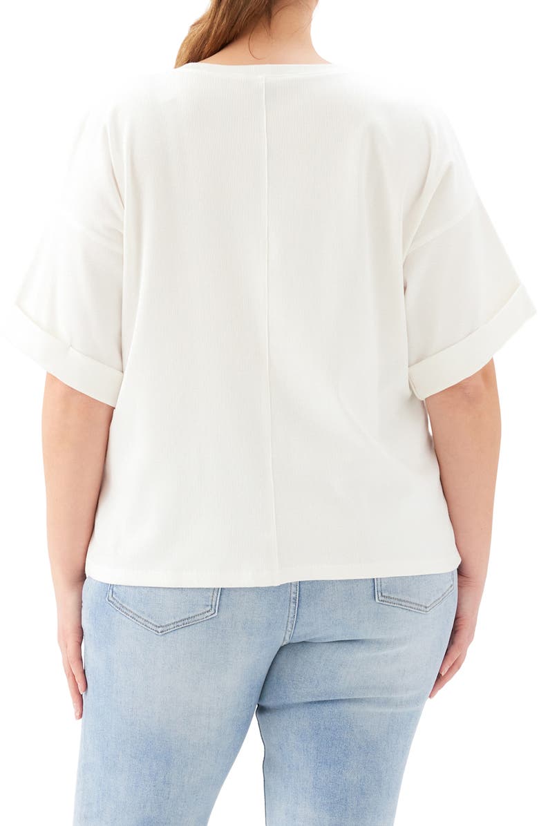 Karen Kane Cuffed Sleeve Rib T-Shirt, Alternate, color, White