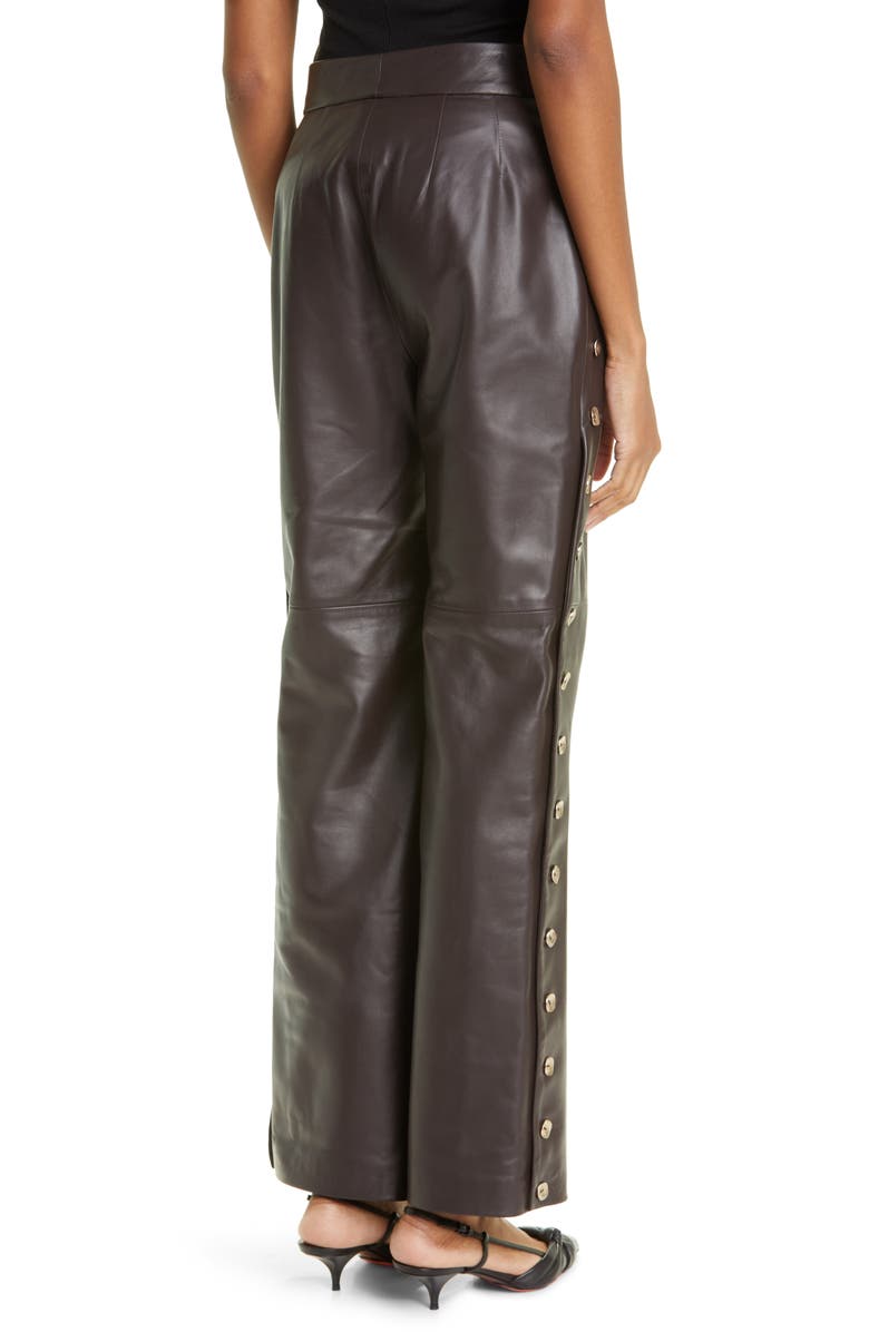 Interior Side Button Leather Wide Leg Pants, Alternate, color,