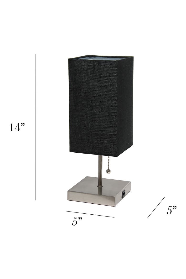 Simple Designs Petite Stick Lamp, Alternate, color, BRUSHED NICKEL BASE/BLACK SHAD