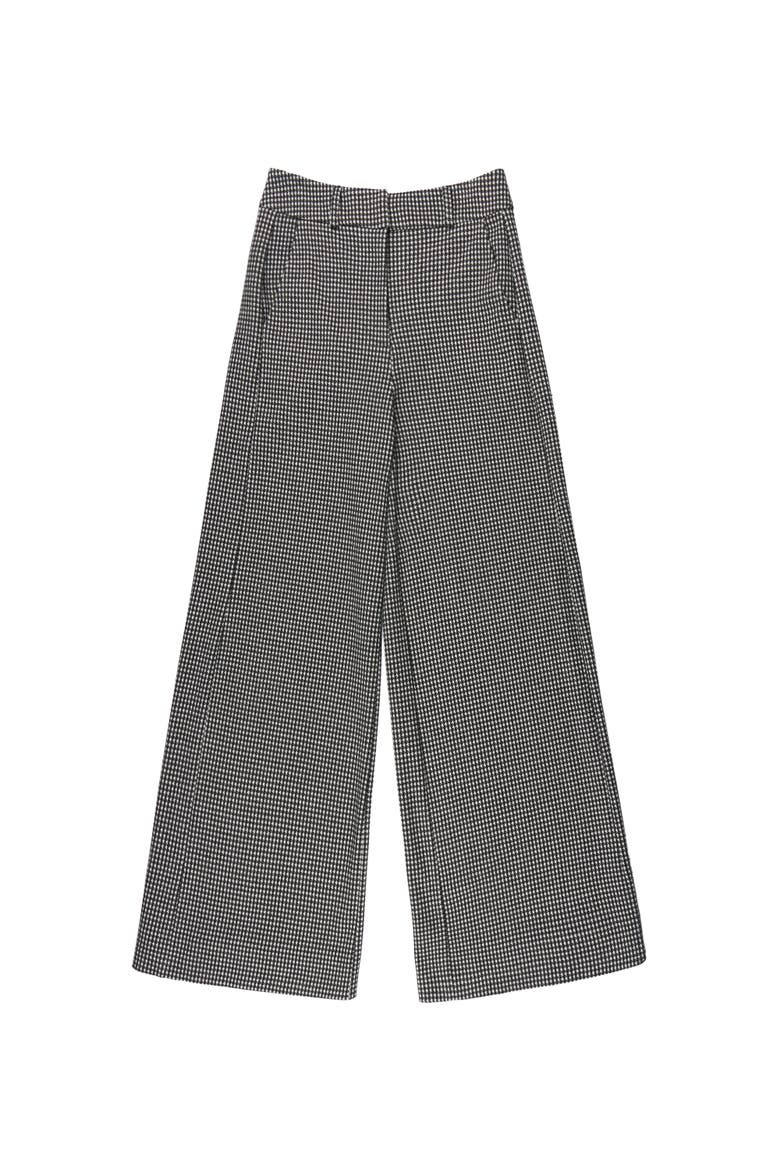 Tailored Wide Leg Houndstooth Trousers, Alternate, color, Grey