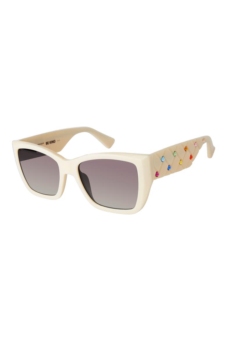 54mm Rectangular Sunglasses, Alternate, color, BONE OPAQUE/ GRAY GRADIENT