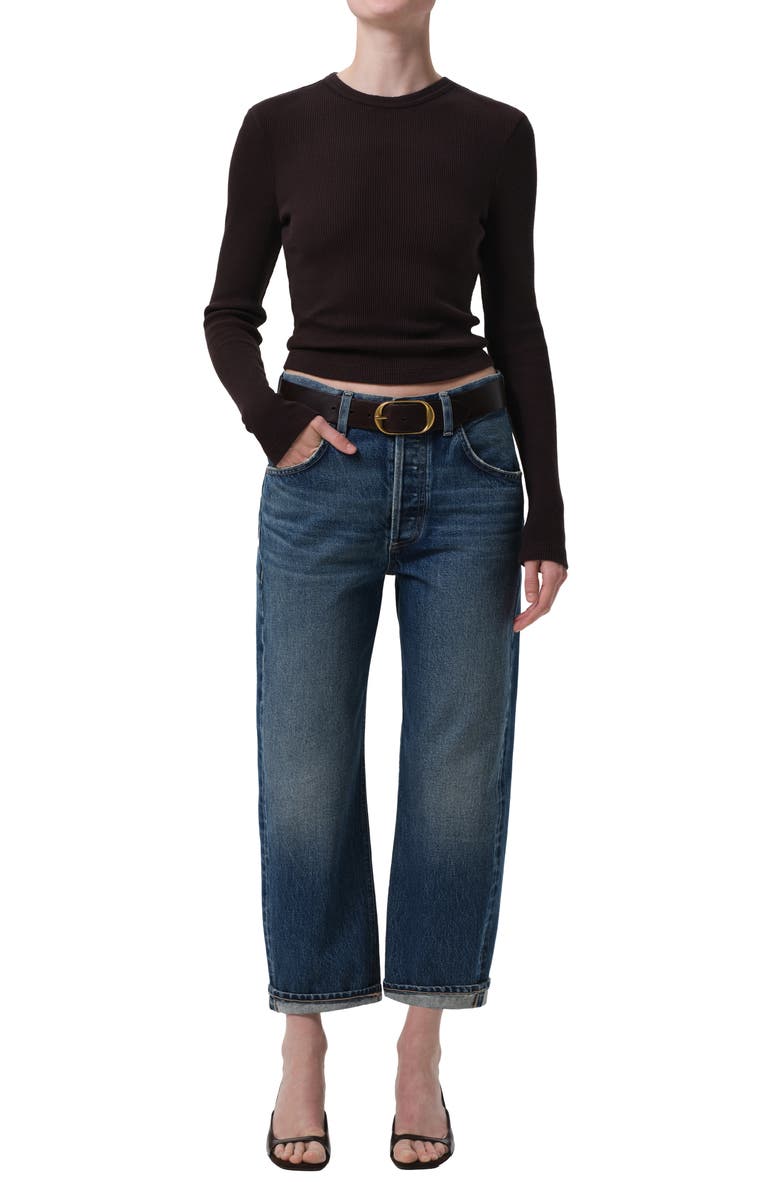 Citizens of Humanity Pilar Long Sleeve Recycled Cotton Waffle Knit T-Shirt, Alternate, color, Chocolate Medium D