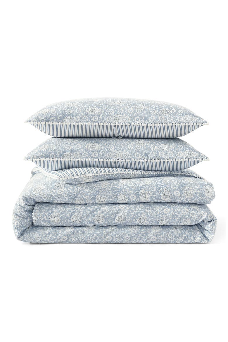 Ikat Eyelet Comforter & Shams Set, Main, color, BLUE