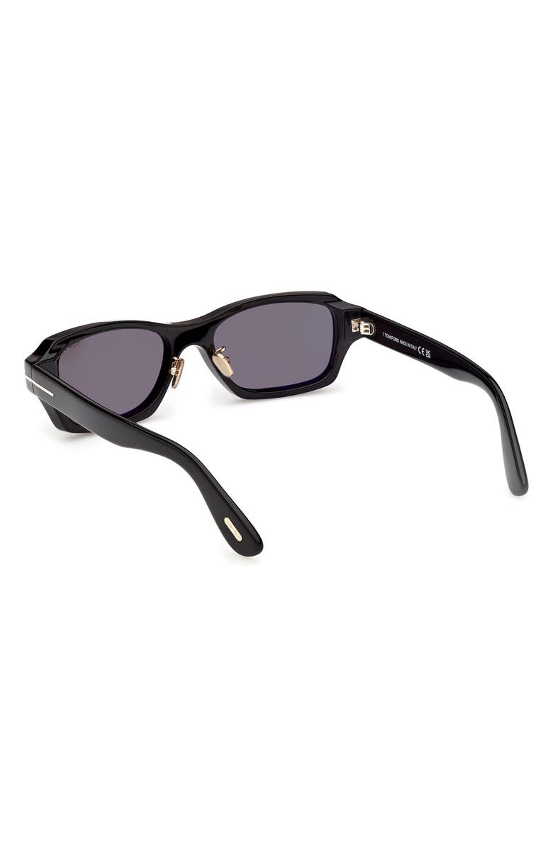 TOM FORD 56mm Rectangle Sunglasses, Alternate, color, Shiny Black / Smoke