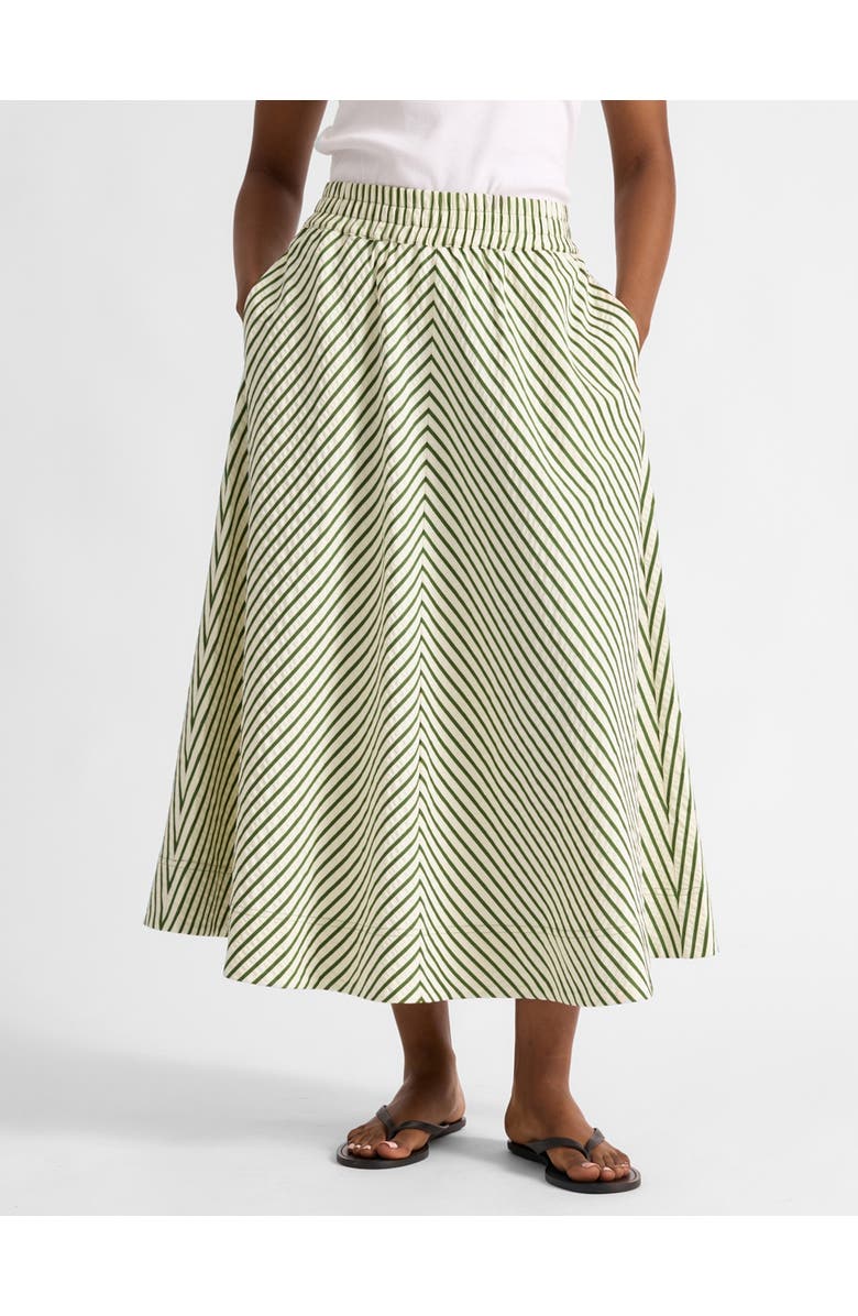 Albaray Full Stripe Midi Skirt, Main, color, Green