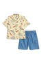 Kids' Graphic Button-Up Shirt & Denim Shorts Set