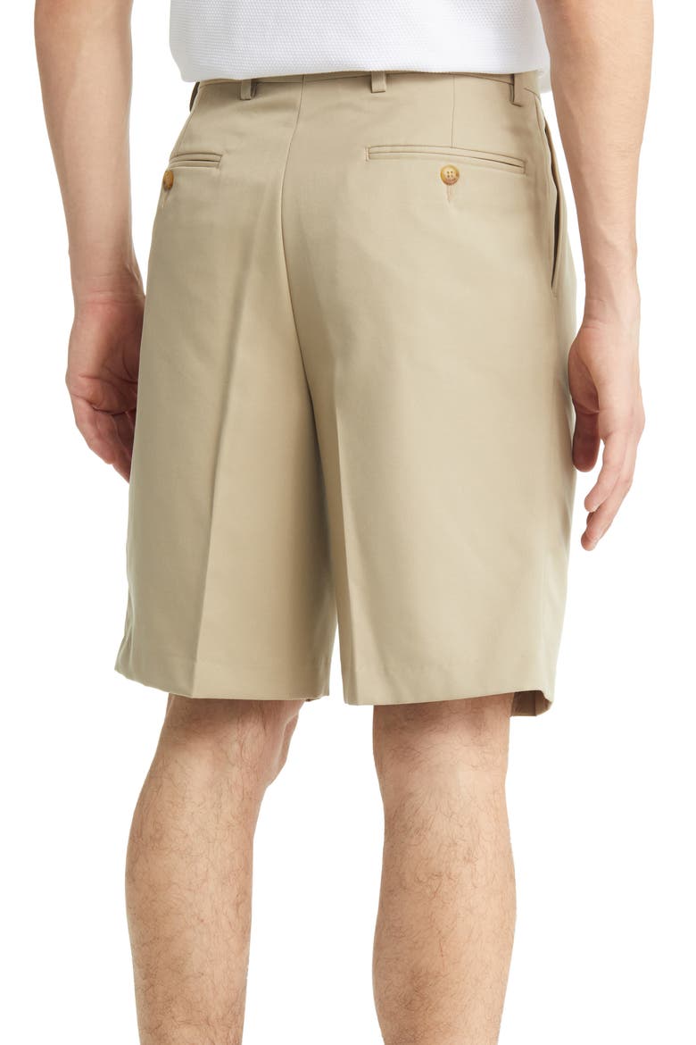 Microfiber Pleated Shorts, Alternate, color, TAN