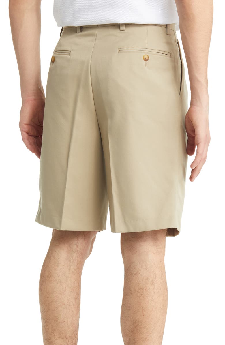 Berle Microfiber Pleated Shorts, Alternate, color, Tan