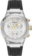 FERRAGAMO Silicone Strap Chronograph Watch, 42mm