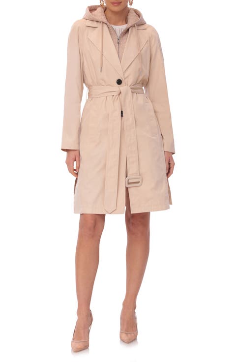 Single Breasted Coat with Quilted Hooded Insert