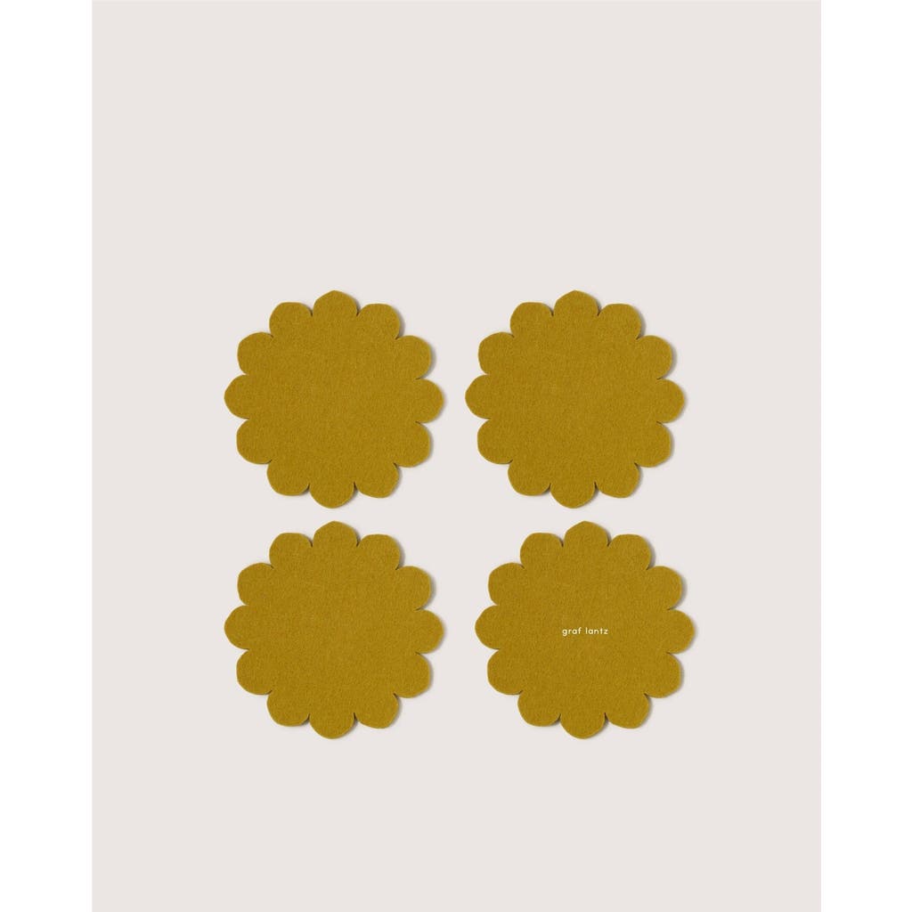 Graf & Lantz Graf Lantz Crest Merino Wool Coaster Solid 4 Pack In Green
