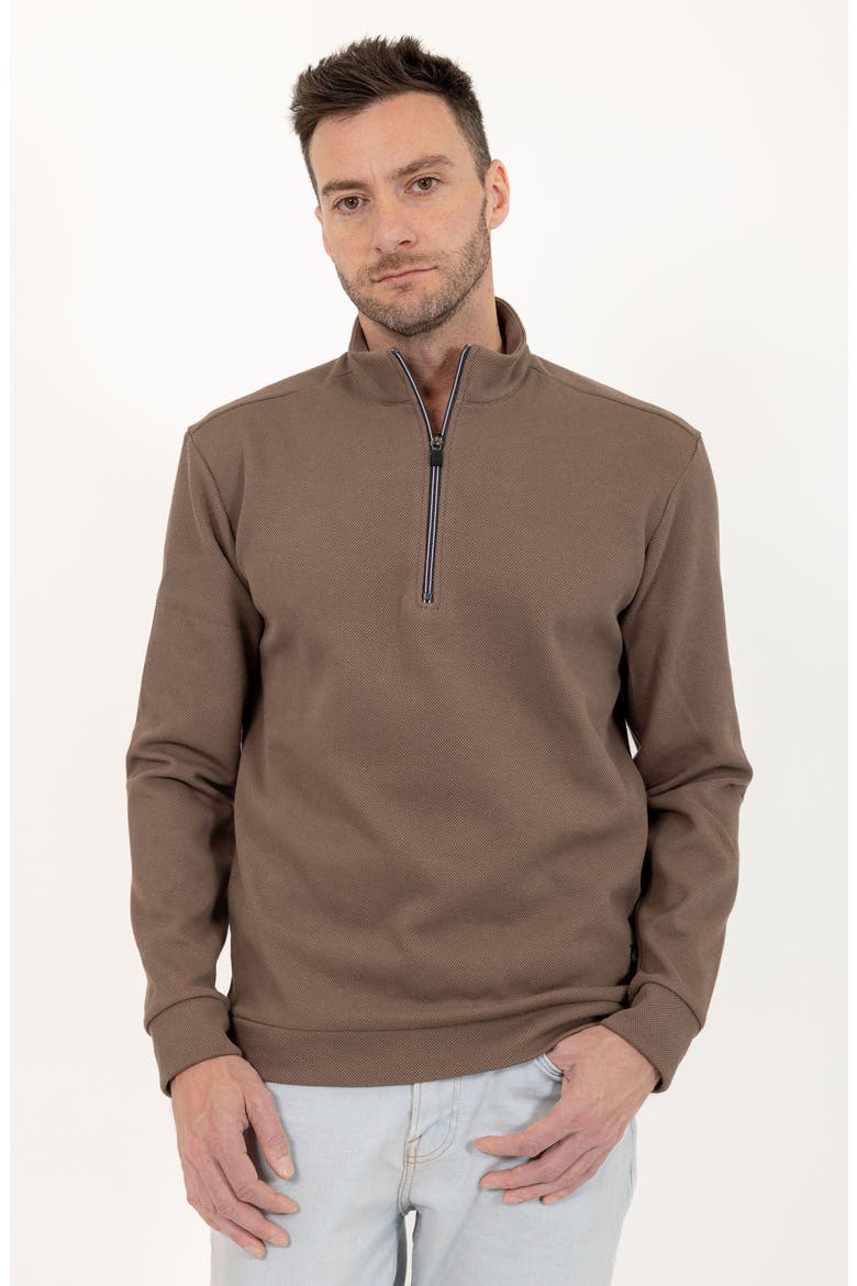 Casual Quarter Zip Pullover Sweater, Alternate, color, BROWN