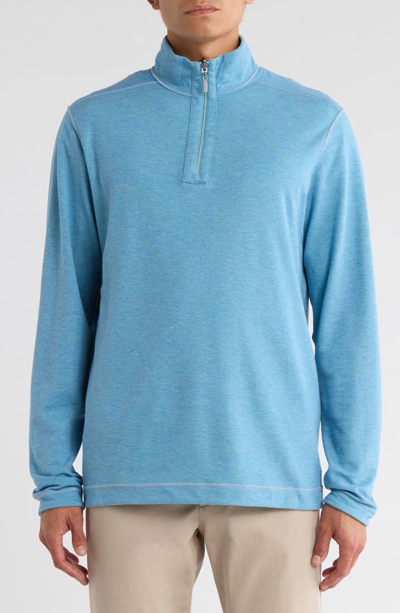 NICOBY Mélange Reversible Quarter Zip Sweatshirt, Alternate, color, Green/Blue