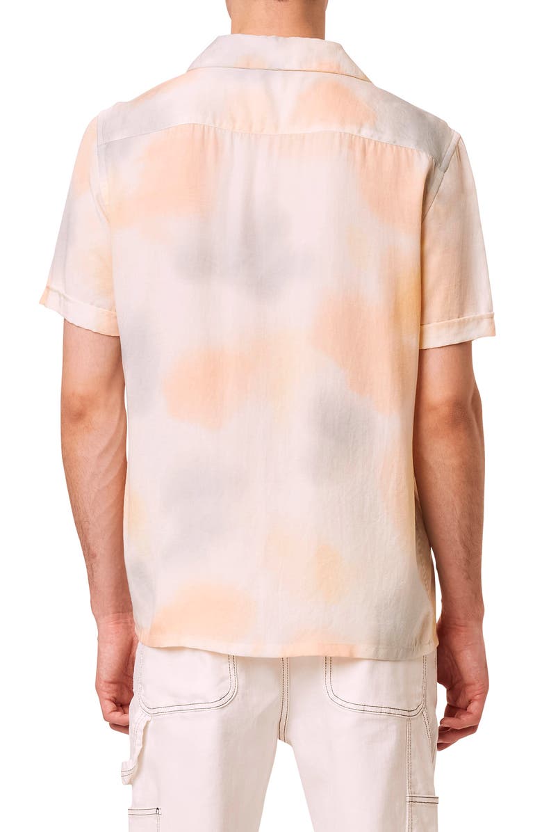 French Connection Slim Fit Tie Dye Short Sleeve Button-Up Camp Shirt, Alternate, color, 