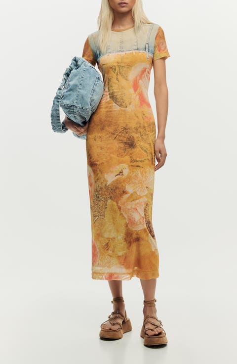 Trompe l'Oeil Midi T-Shirt Dress