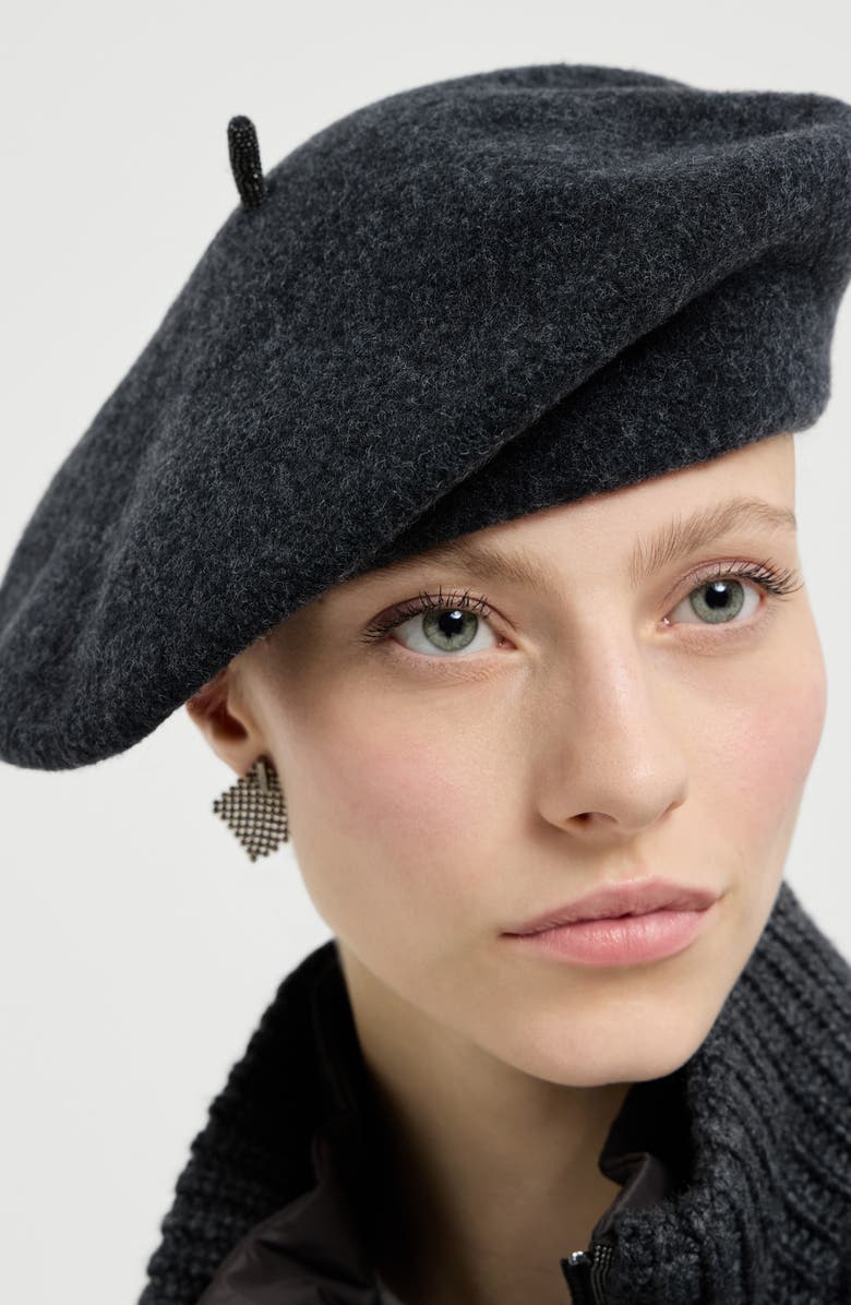 Brunello Cucinelli Wool beret, Alternate, color, Anthracite