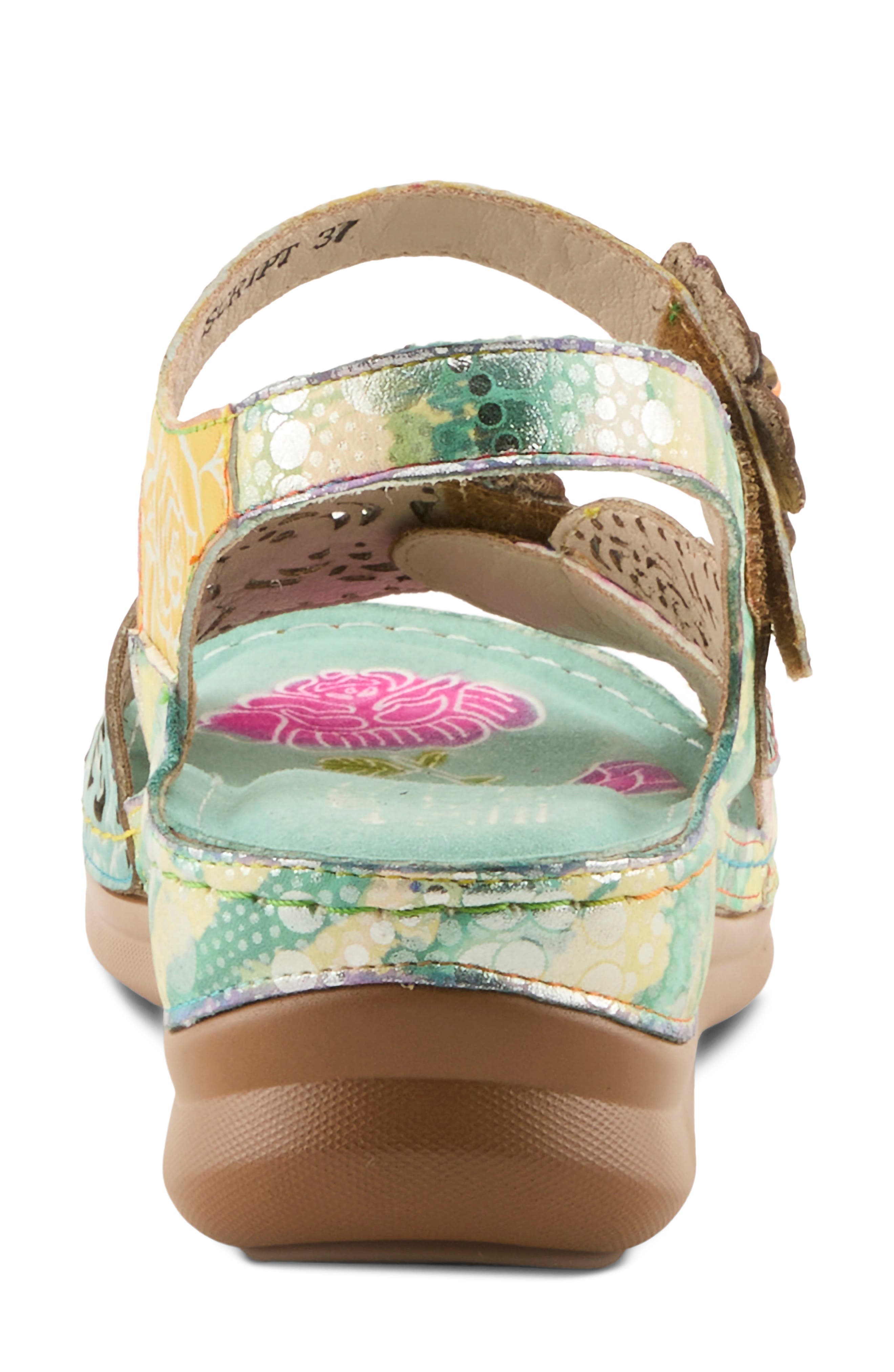 L'Artiste by Spring Step Script Sandal, Alternate, color, Mint Green Multi