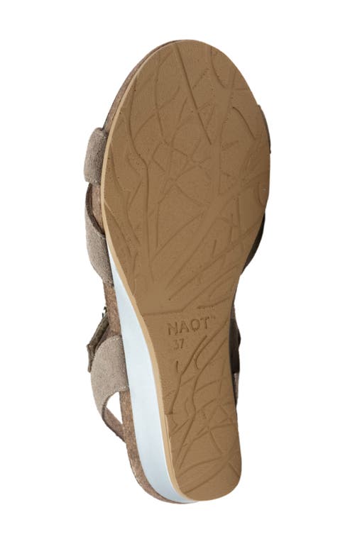 Naot Throne Wedge Sandal In Almond Suede
