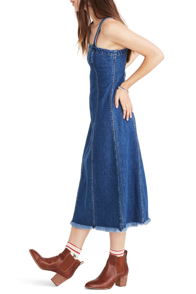 Raw Hem Seamed Denim Dress, Alternate, color, TILSEN WASH